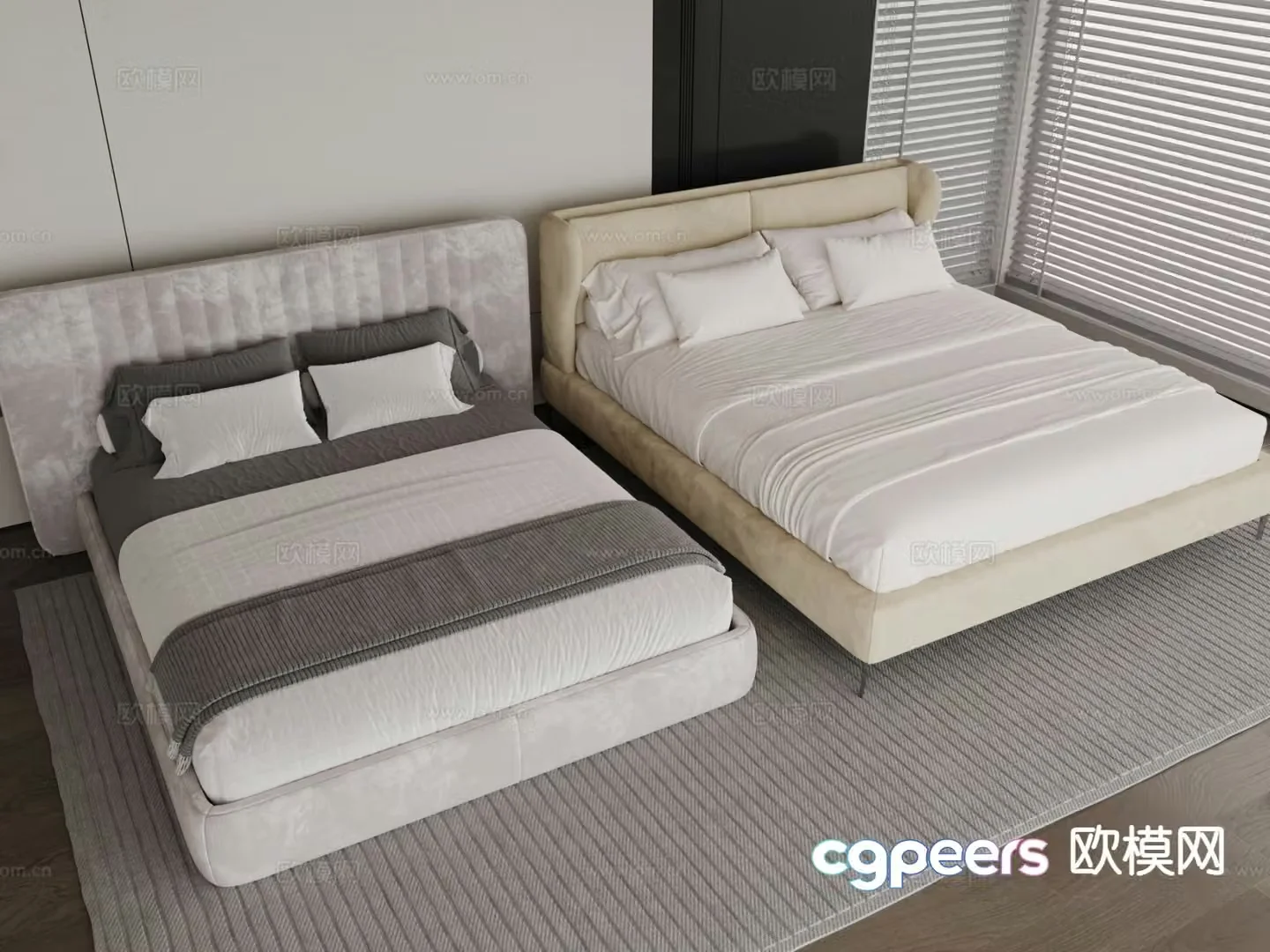 Modern double bed 3d model