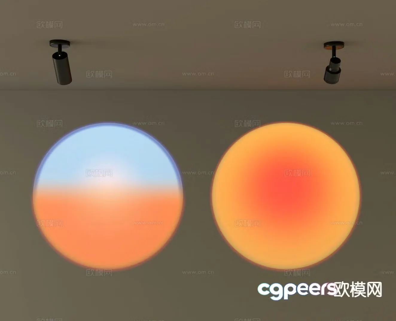 Surface mounted downlight spotlight sunset light 3d model