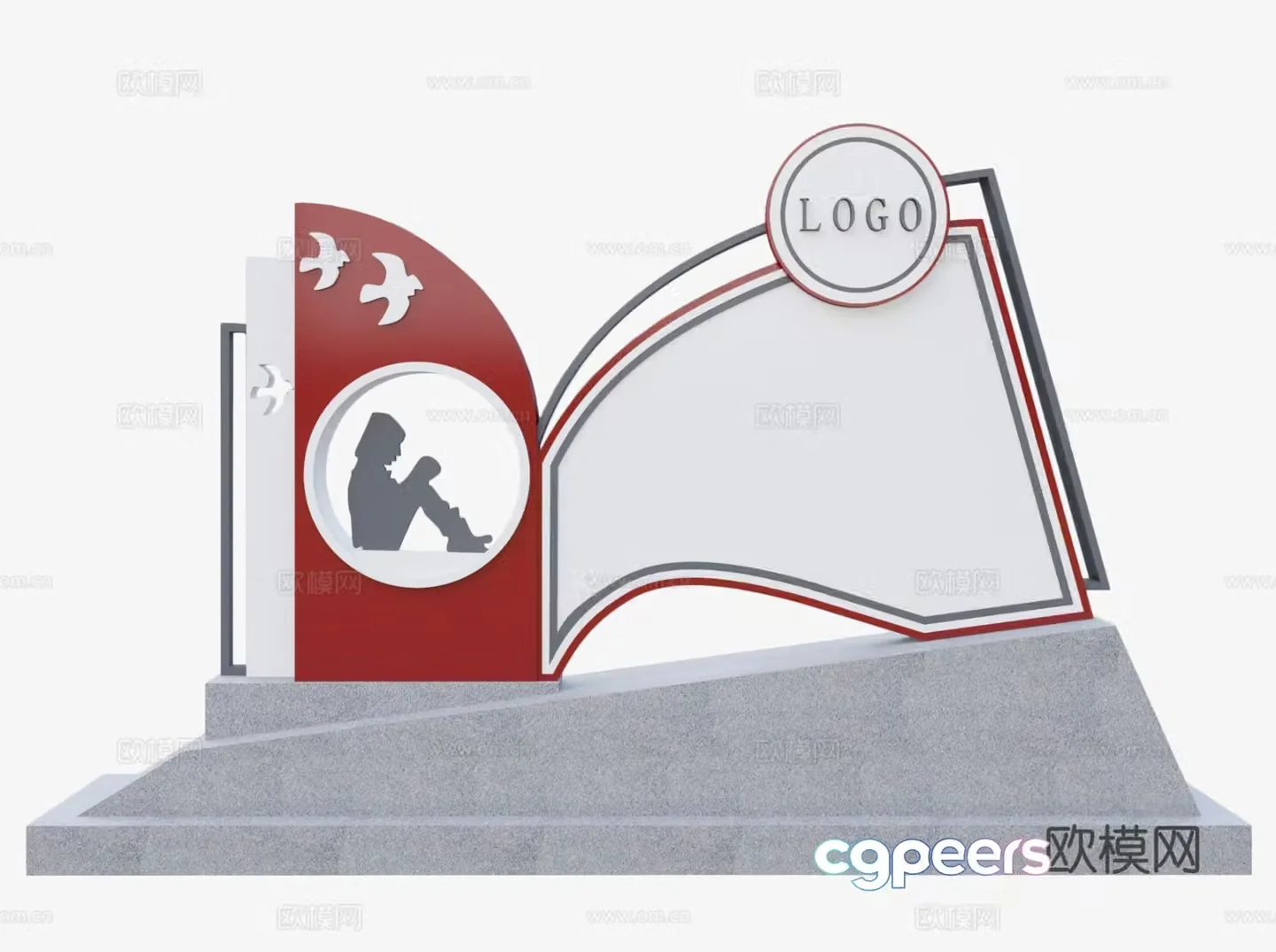 Modern campus culture sculpture campus culture promotion sculpture 3D model