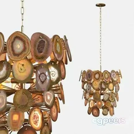 Gold Chandelier 3D Model – 7067 – VRAY Render