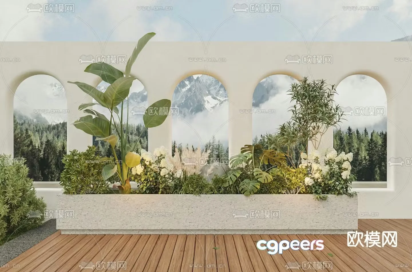 Internet celebrity wall plant pile 3D model