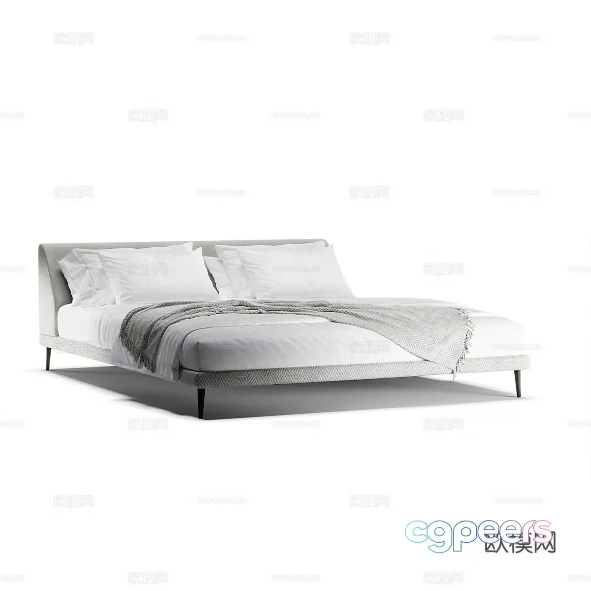 Modern simple double bed Double bed Simple bed Bedroom bed Pillow 3D model