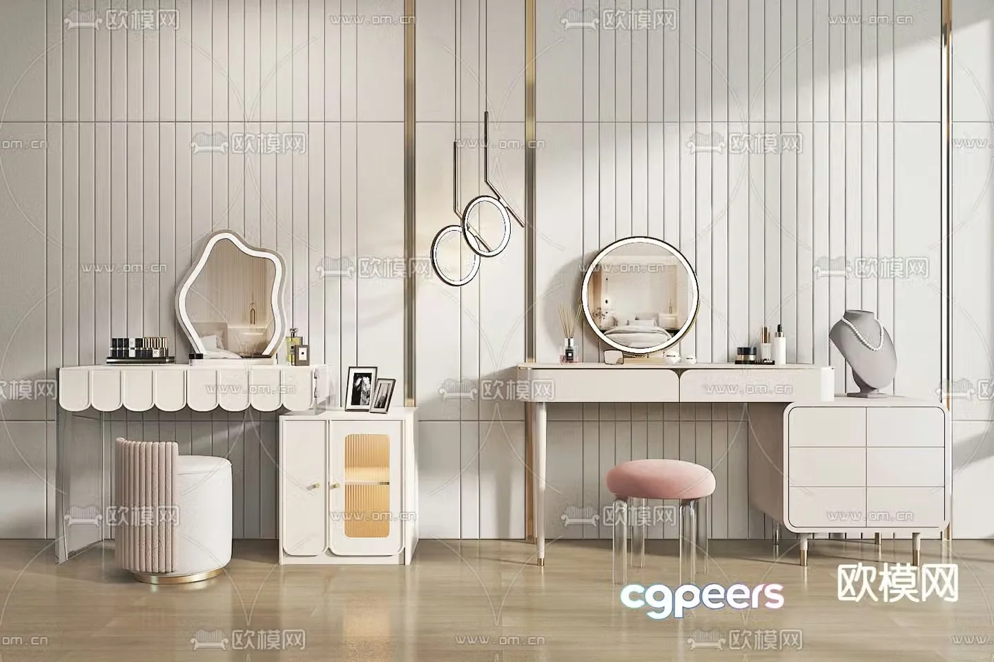 Cream style dresser dresser 3d model