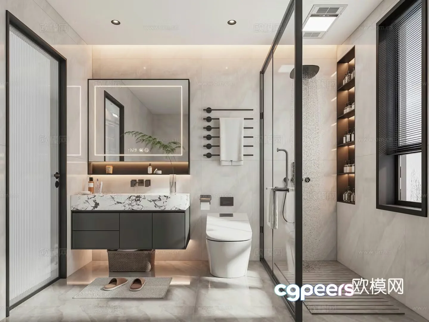 Modern minimalist home bathroom 3d model