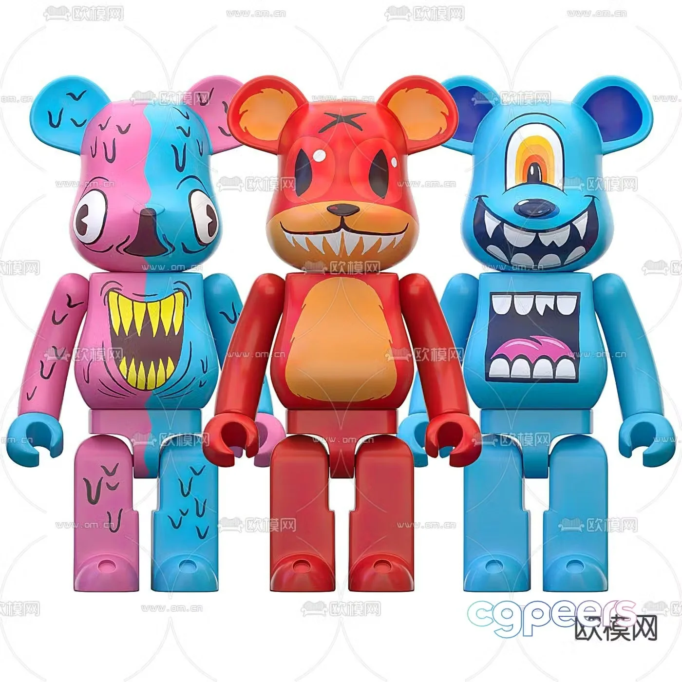 Modern trendy kaws sculpture 3d model