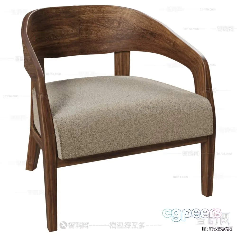 Wooden Accent Chair 3D Model – 13044 – VRAY Render