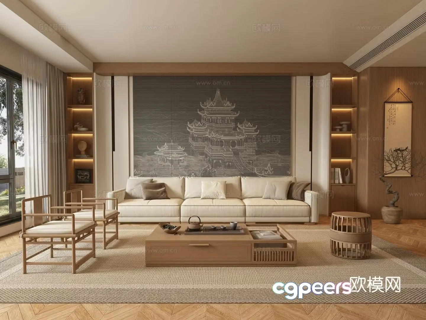 New Chinese style living room 3d model