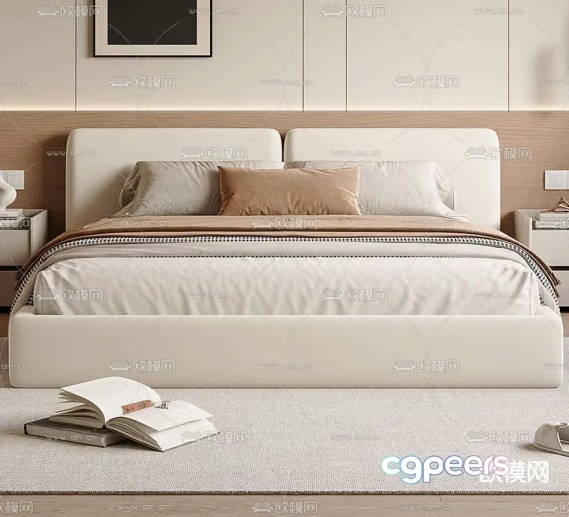Modern double bed 3d model