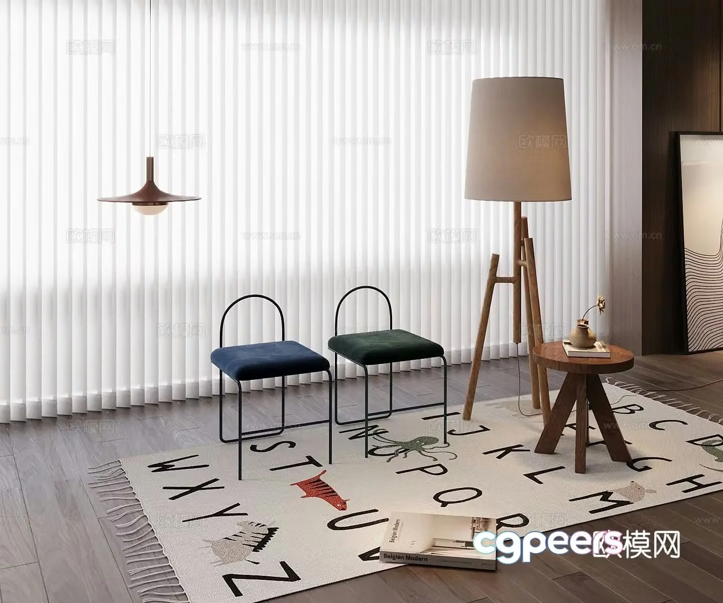 Modern single chair dining chair 3d model