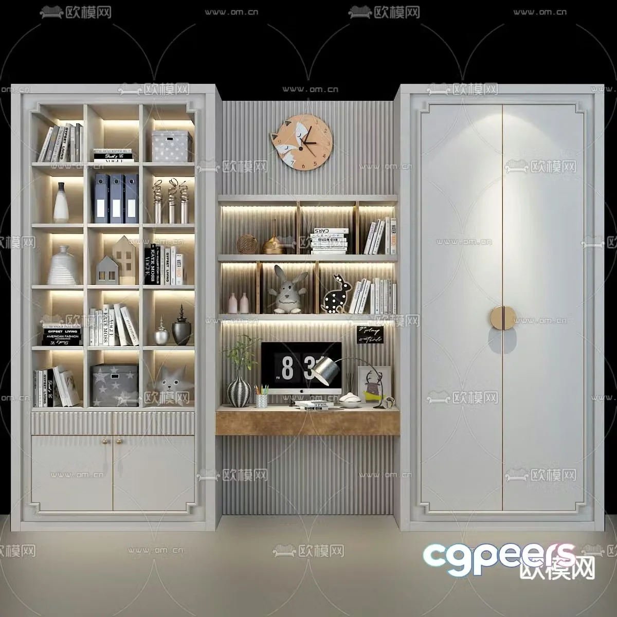 Modern children’s bookcase bookshelf 3d model