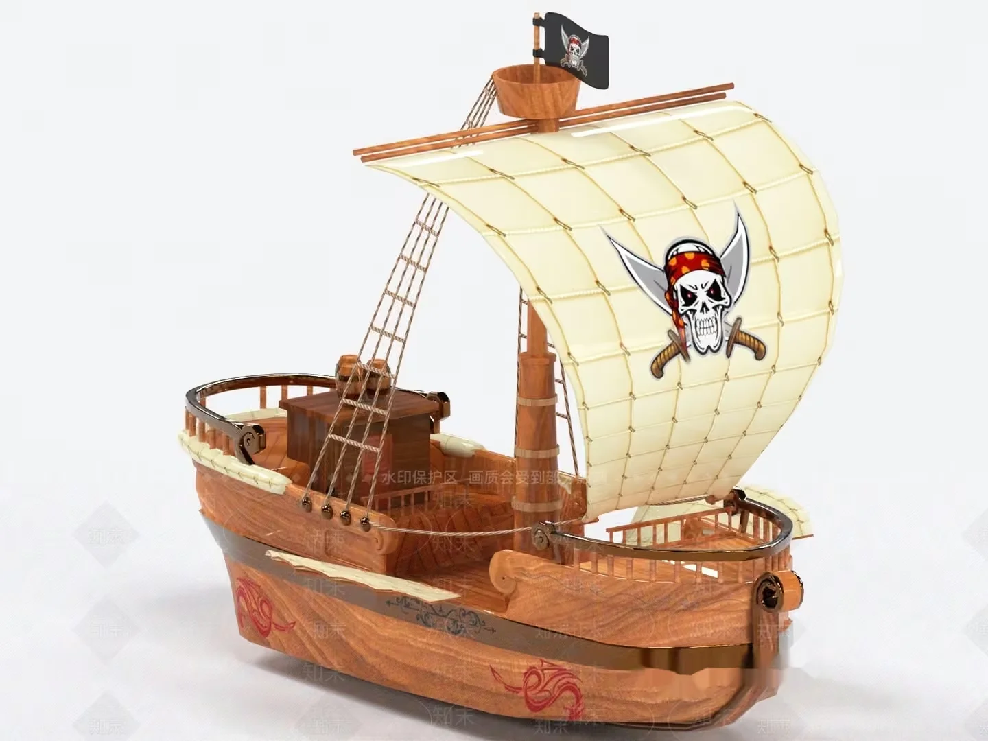 A Toy Pirate Ship 3D Model – 9217 – VRAY Render