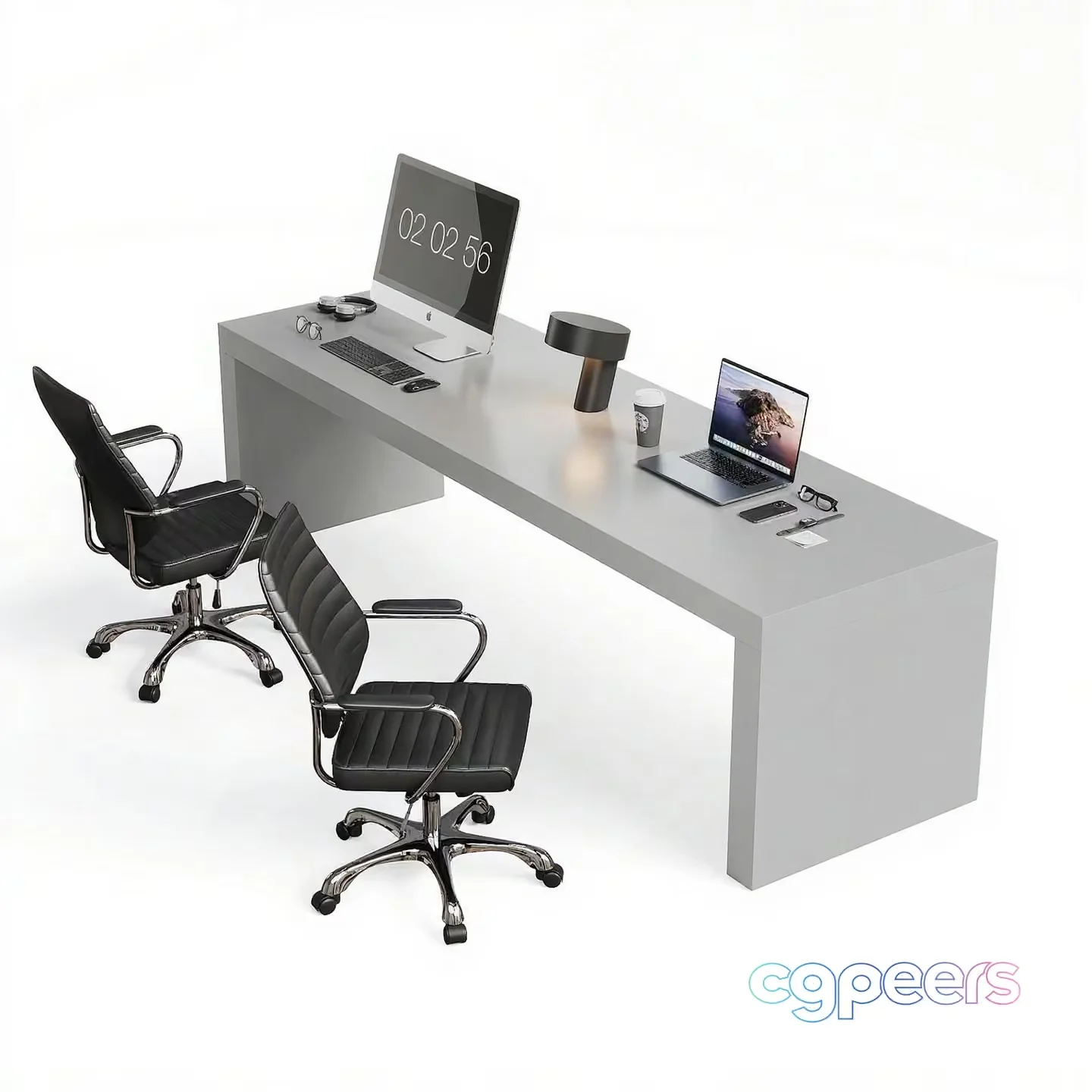 A Modern Office Desk 3D Model – 16196 – VRAY Render