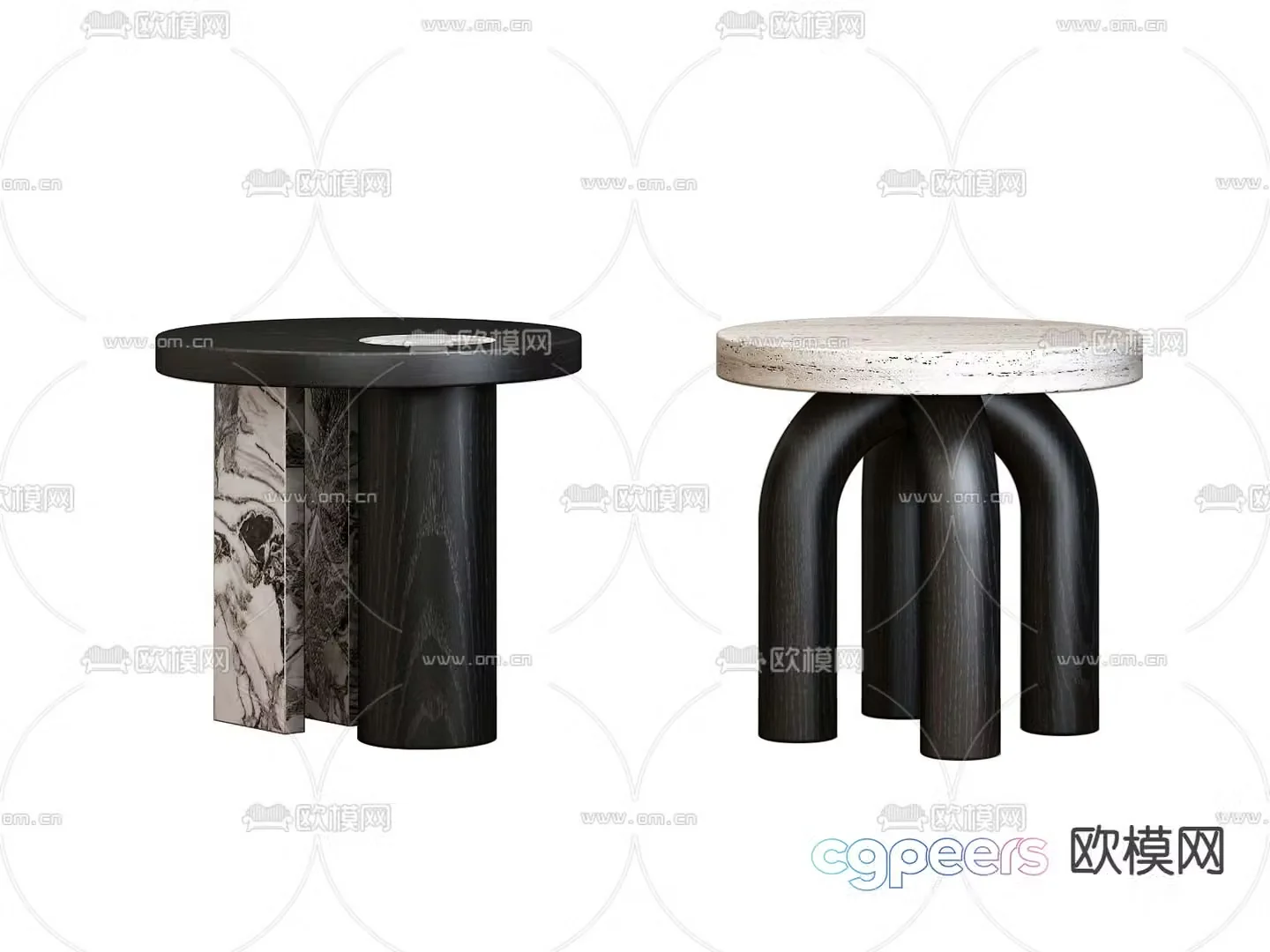 Middle-aged round table side table angle table 3D model