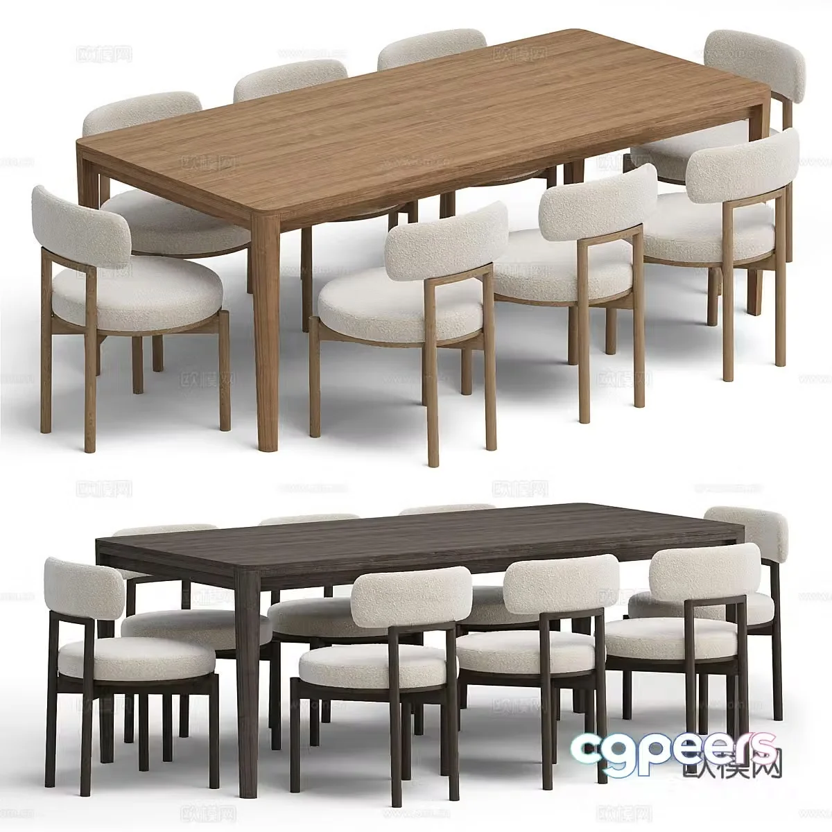 New Chinese dining table and chair 3D model