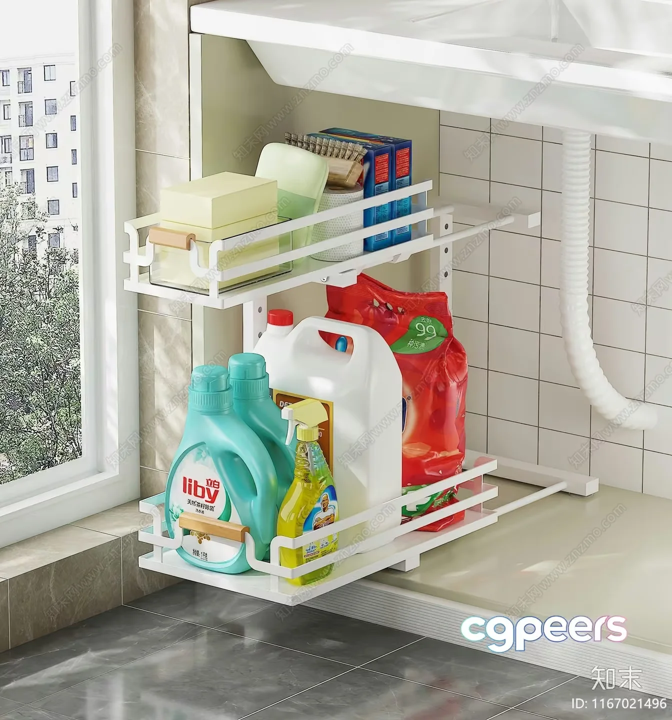 Modern White Shelving 3D Model – 5165 – VRAY Render