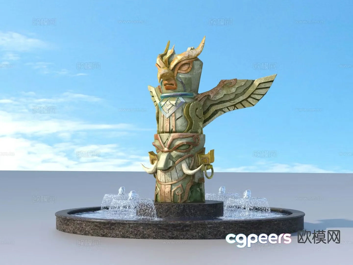 urban sculpture waterscape landscape sculpture 3d model