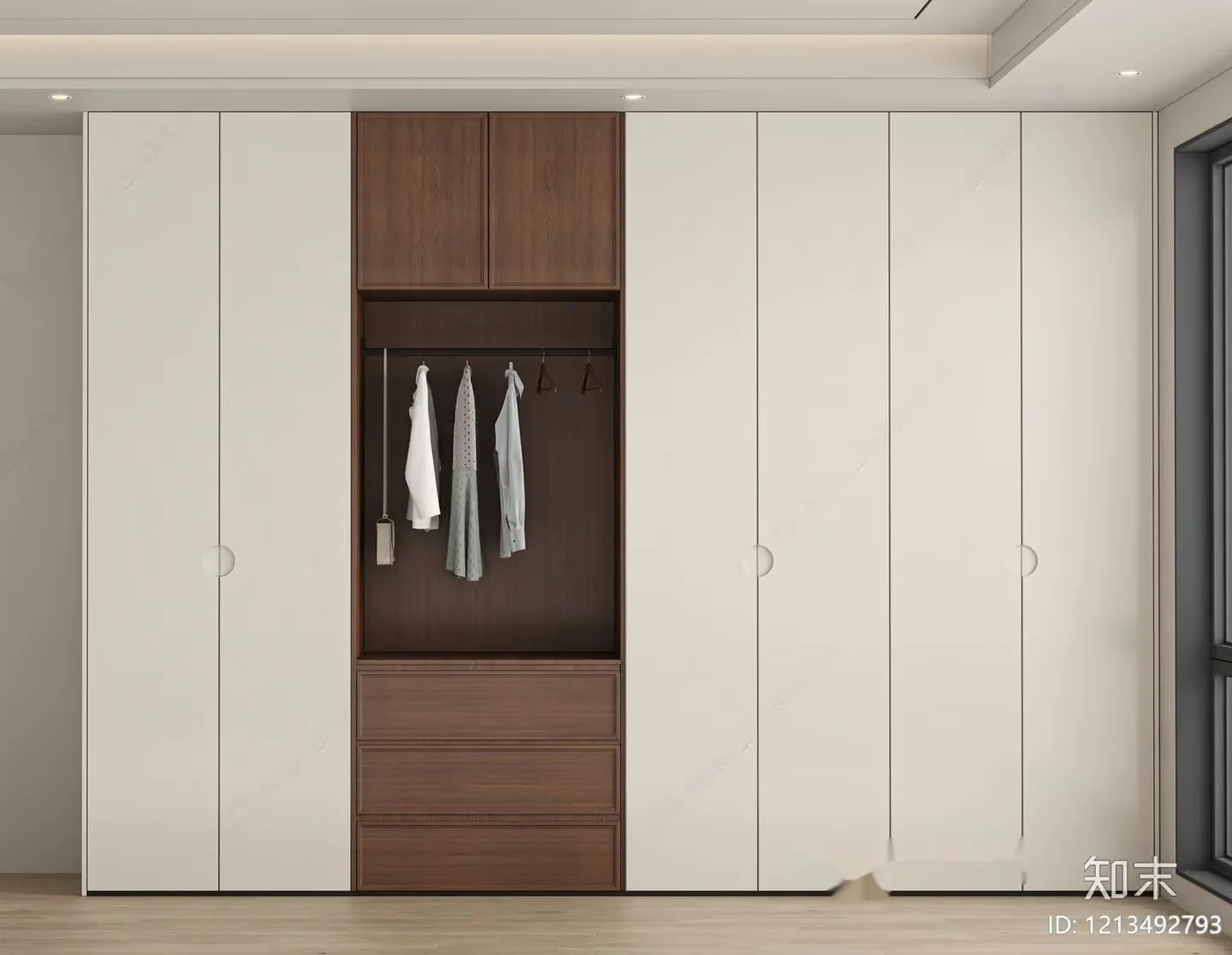 Modern Wood Wardrobe 3D Model – 6708 – VRAY Render