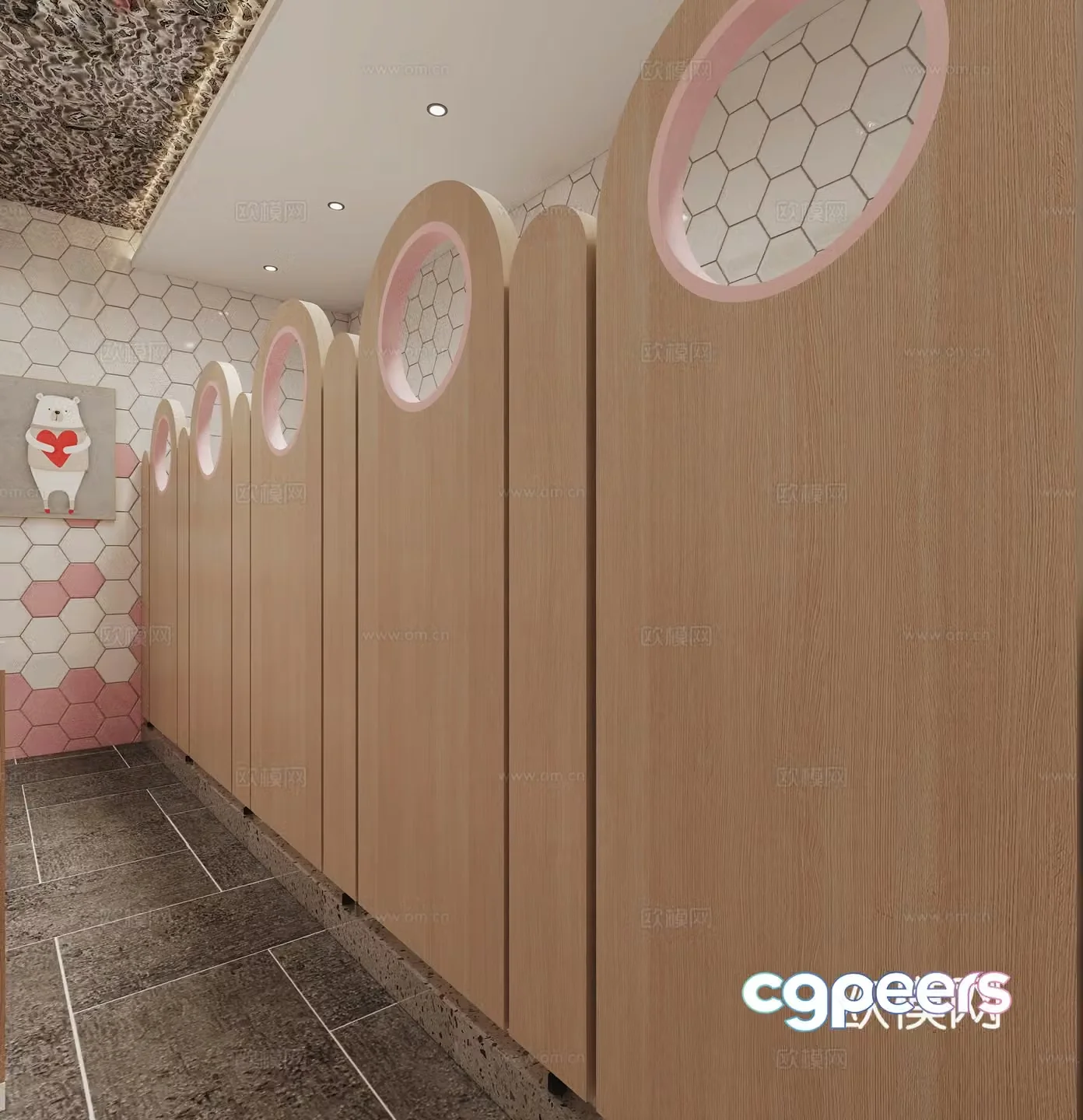 Modern kindergarten bathroom 3d model
