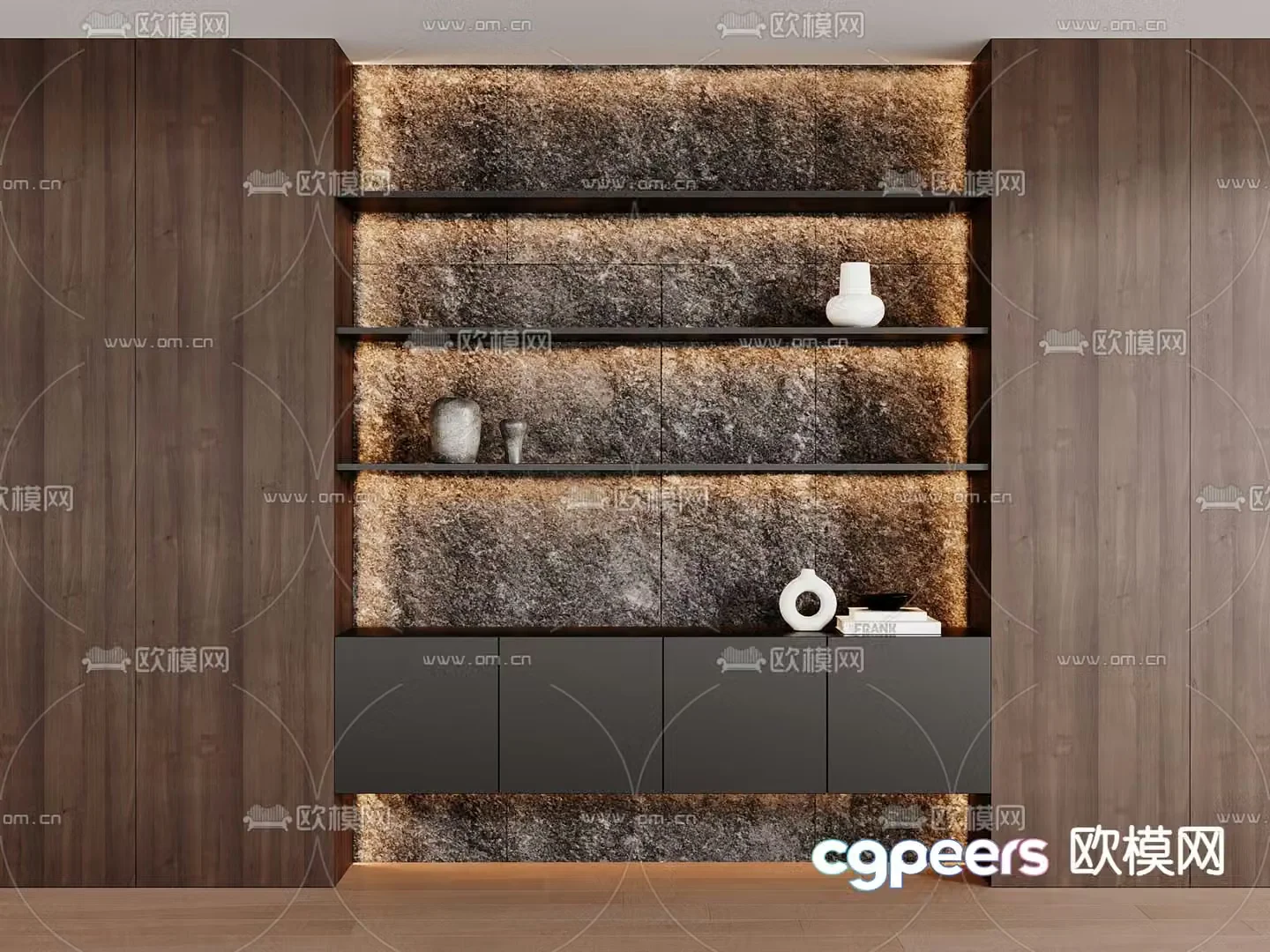 Modern decorative cabinet storage rack display rack 3D model