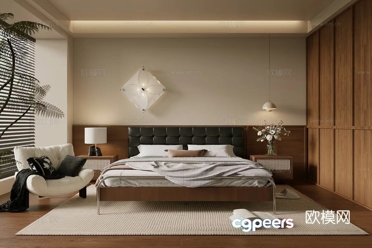 Middle-aged home bedroom master bedroom 3d model