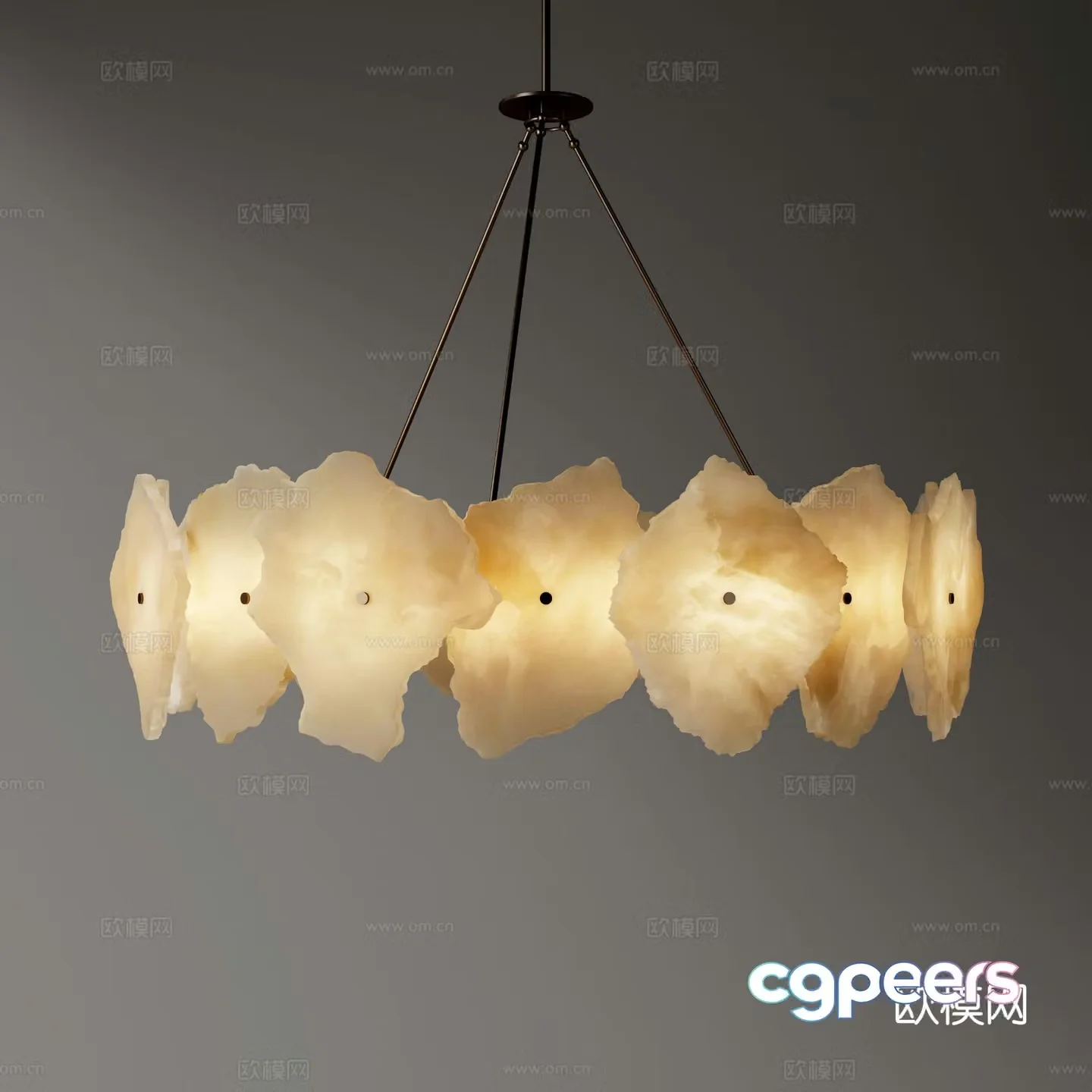 Modern translucent stone chandelier 3d model