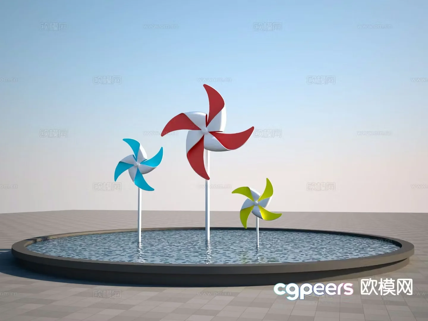 Modern windmill sculpture 3d model