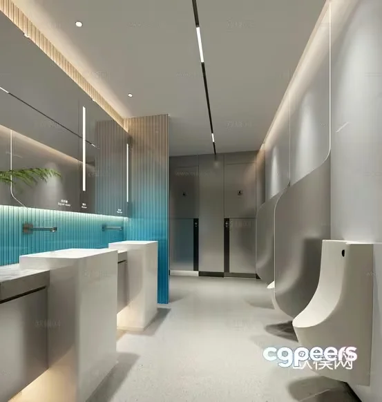 Modern Public Restroom 3D Model – 23135 – VRAY Render