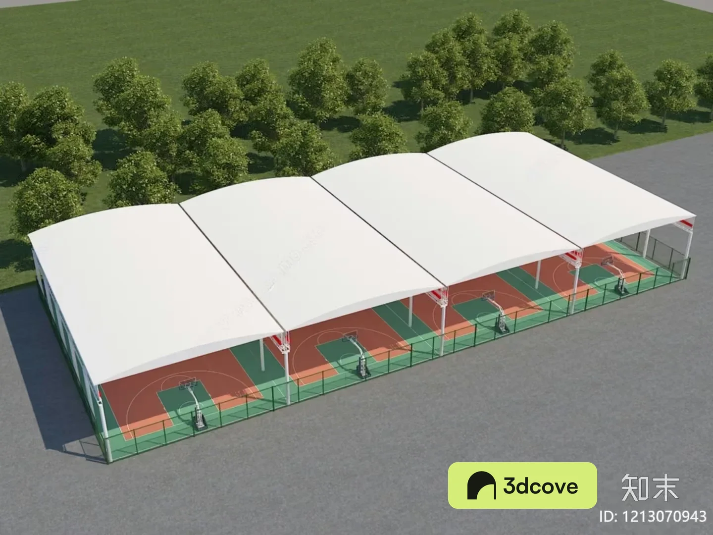 A Large White Tent With A Green And Orange Floor