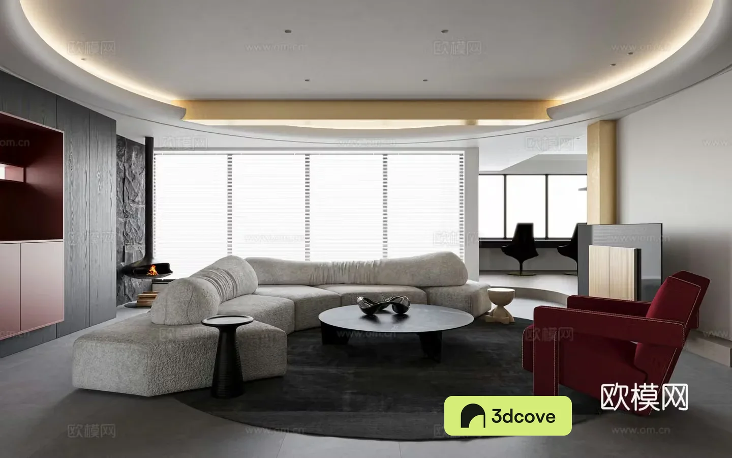 Modern black white and gray living room