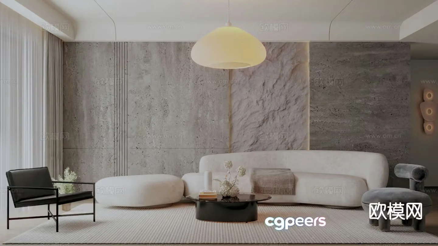 Wabi-sabi living room 3d model