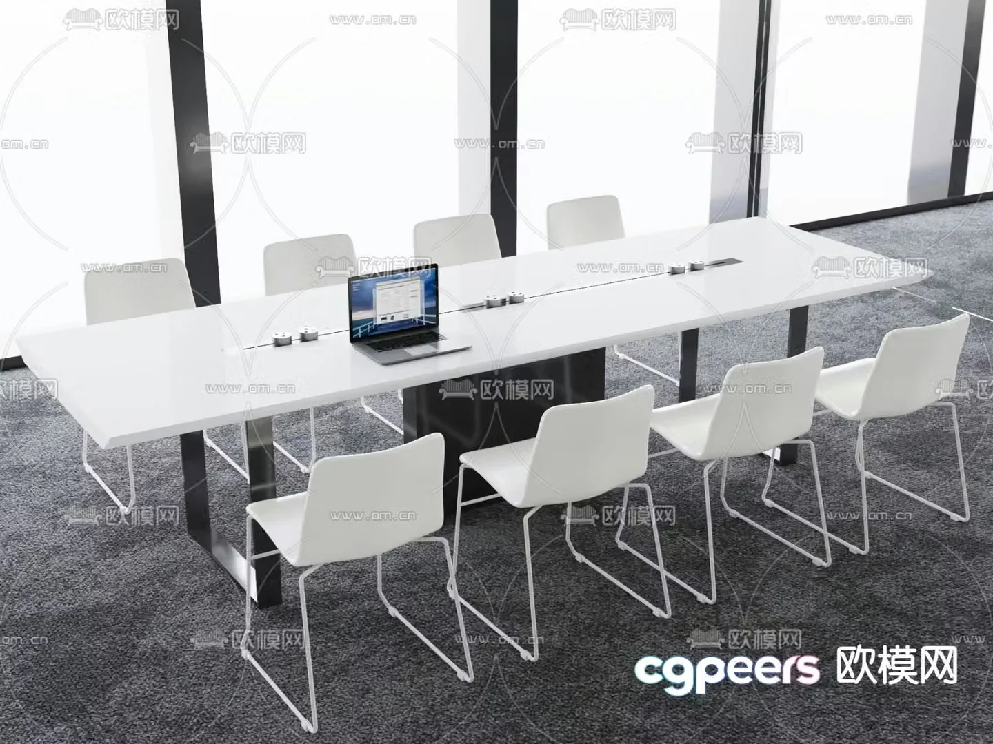 Conference table multi-person desk 3d model