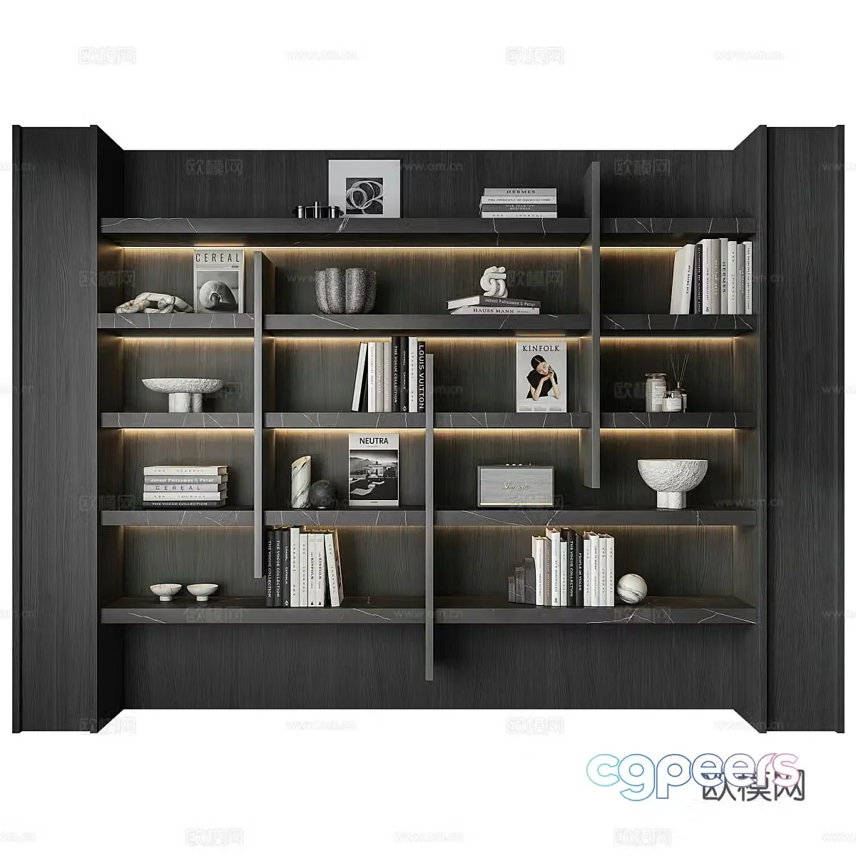 Modern Italian light luxury decorative bookcase 3D model