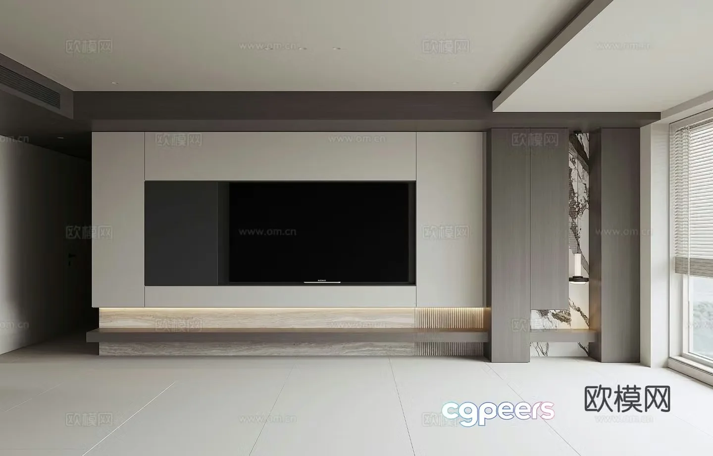 Modern TV background wall 3d model
