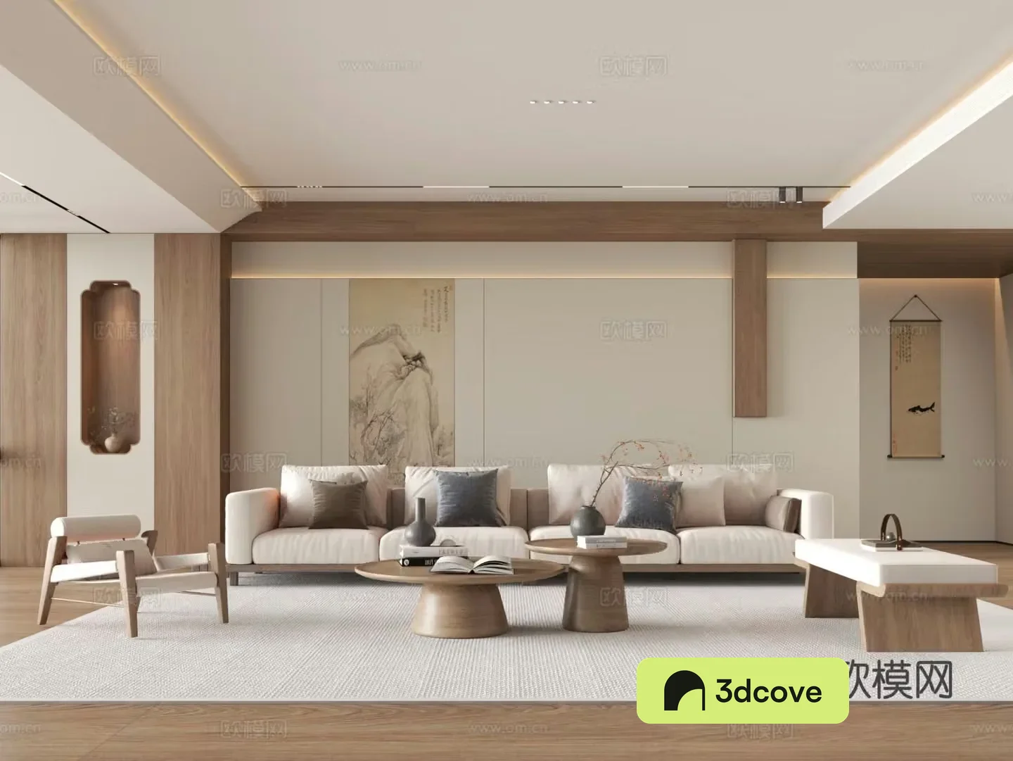 New Chinese style living room Song style living room Sofa coffee table combination