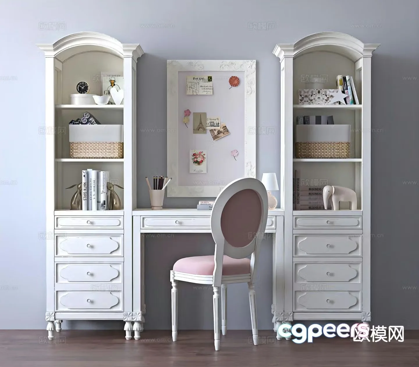 Simple European dressing table makeup table finished cabinet 3D model