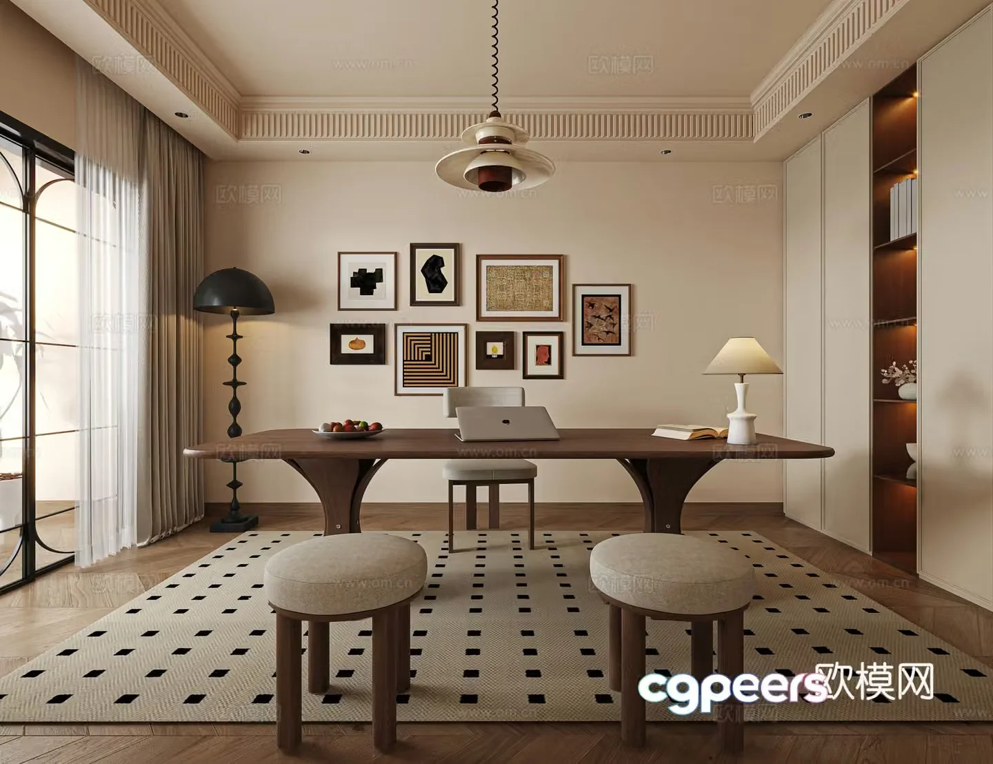 Middle-aged study room 3D model
