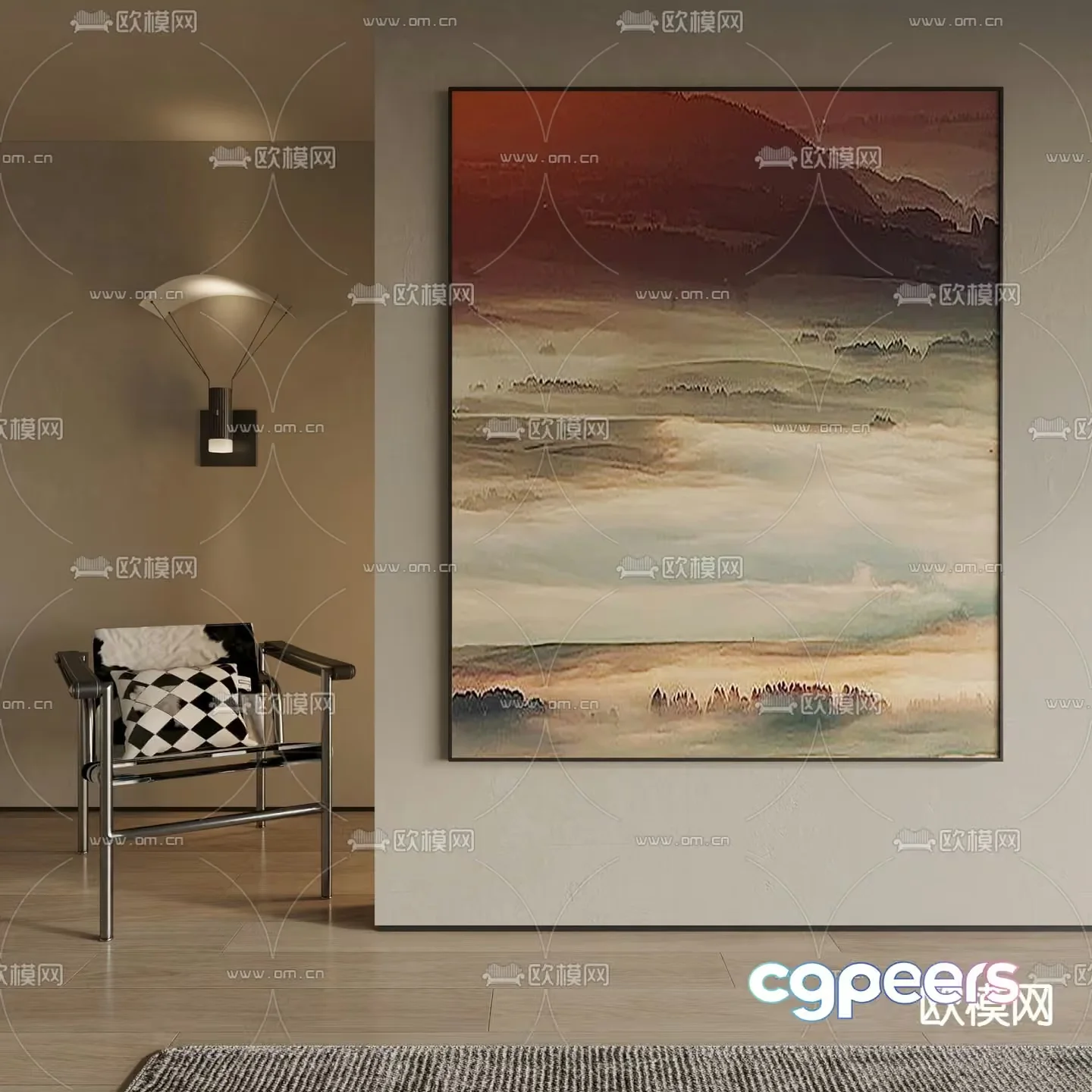 Modern Living Room 3D Model – 15429 – VRAY Render