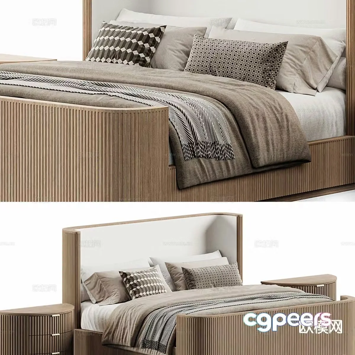 Modern double bed 3d model