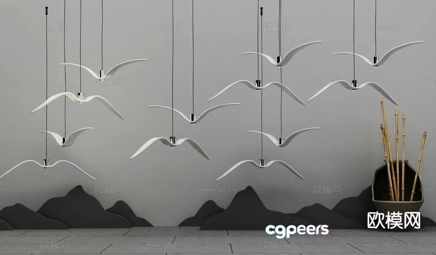 Bird decorative lamp 3d model
