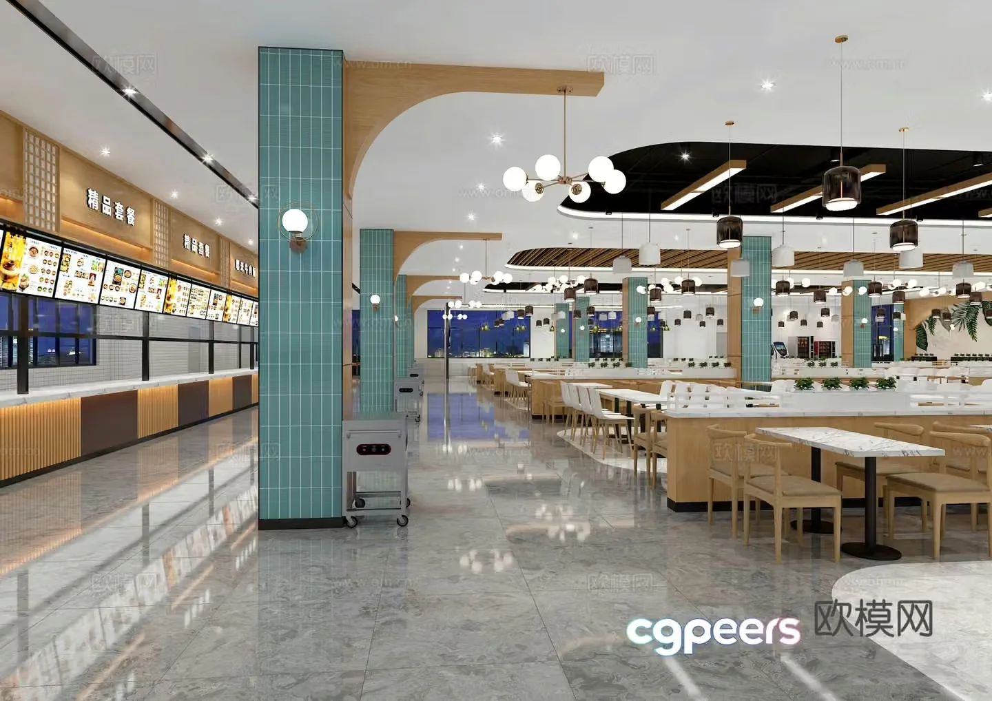 School cafeteria university cafeteria staff restaurant 3d model