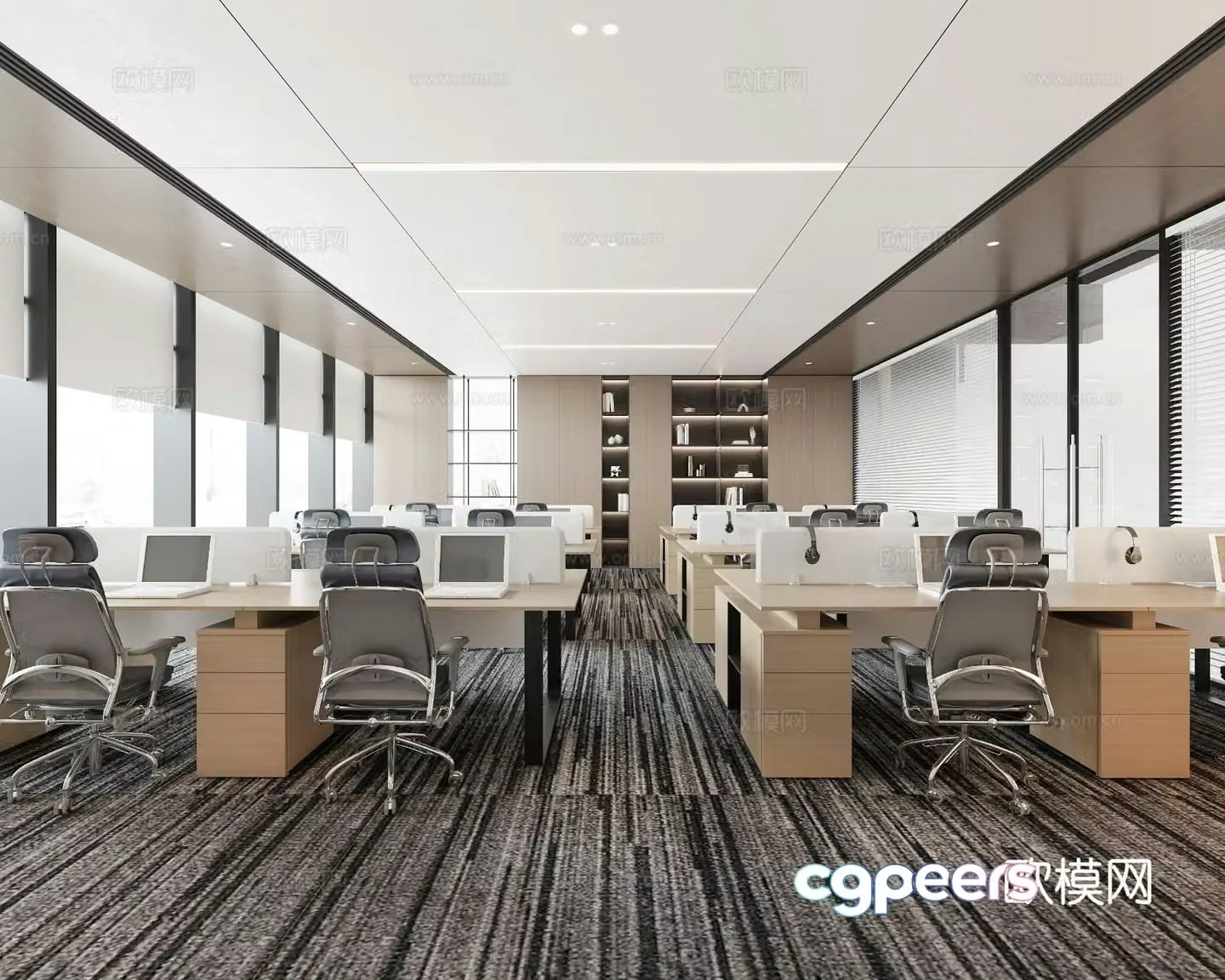 Modern public office area 3d model