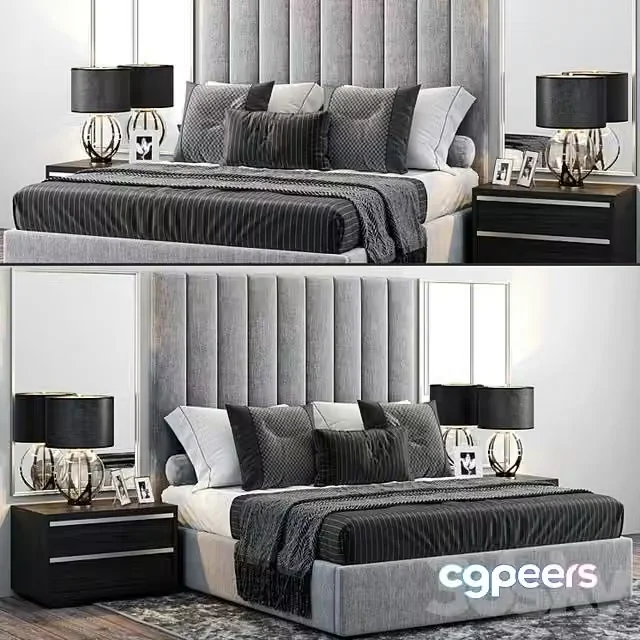 3ds Max Free – RH Modena Vertical Channel Panel Fabric Platform Bed
