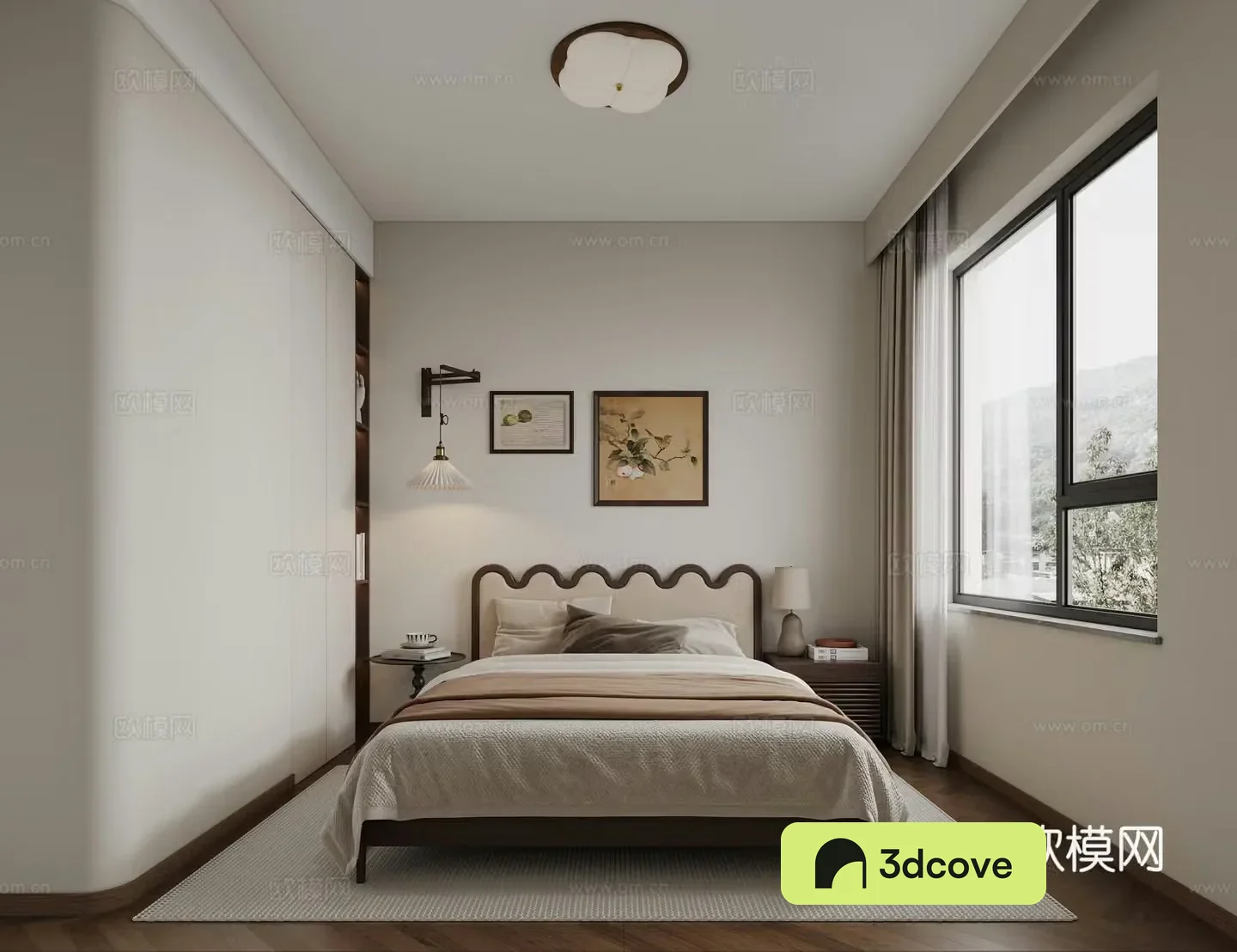 Middle style bedroom Wasabi style bedroom Retro bedroom Bedroom 3d model