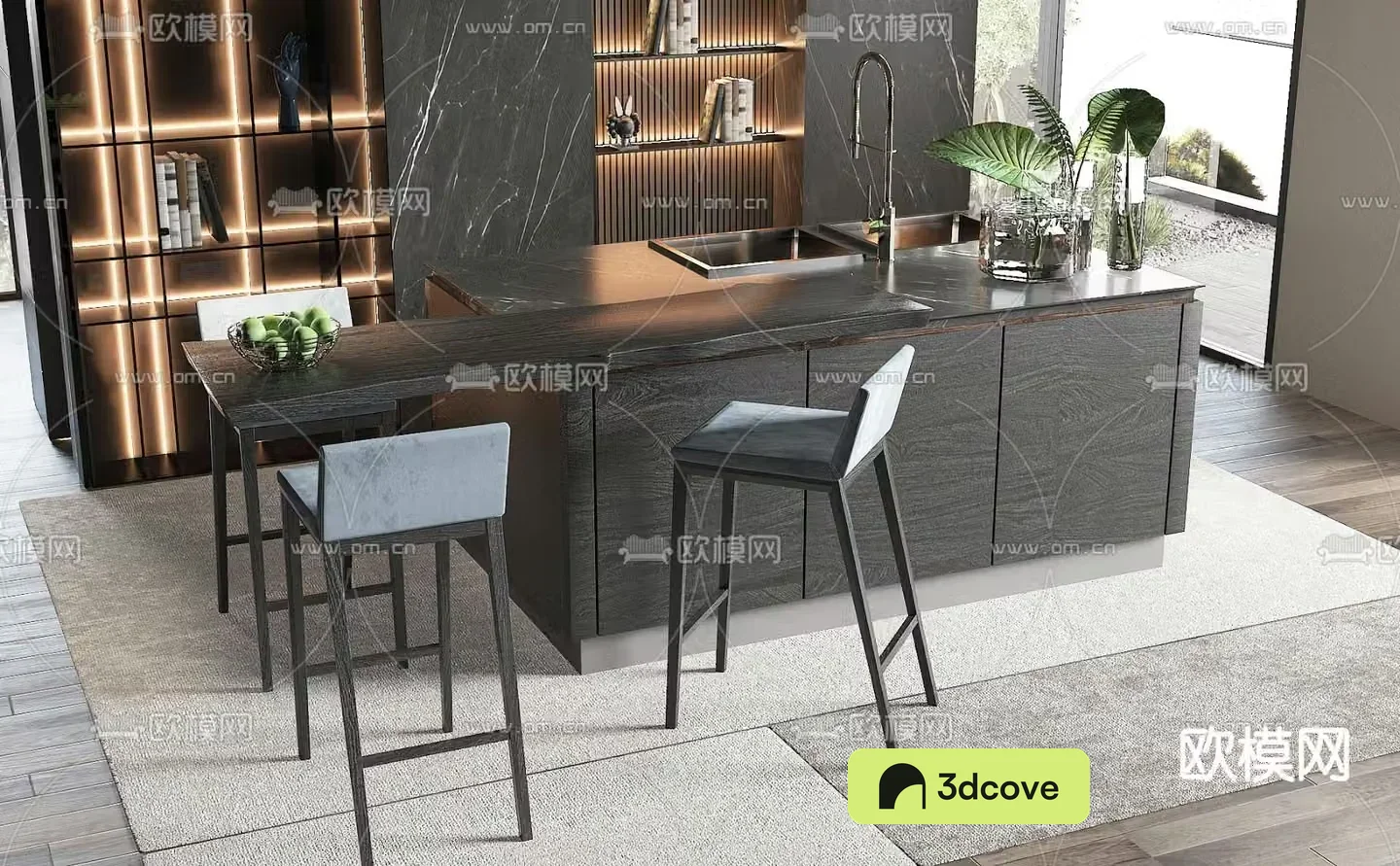 Island dining table and chairs Middle island counter bar