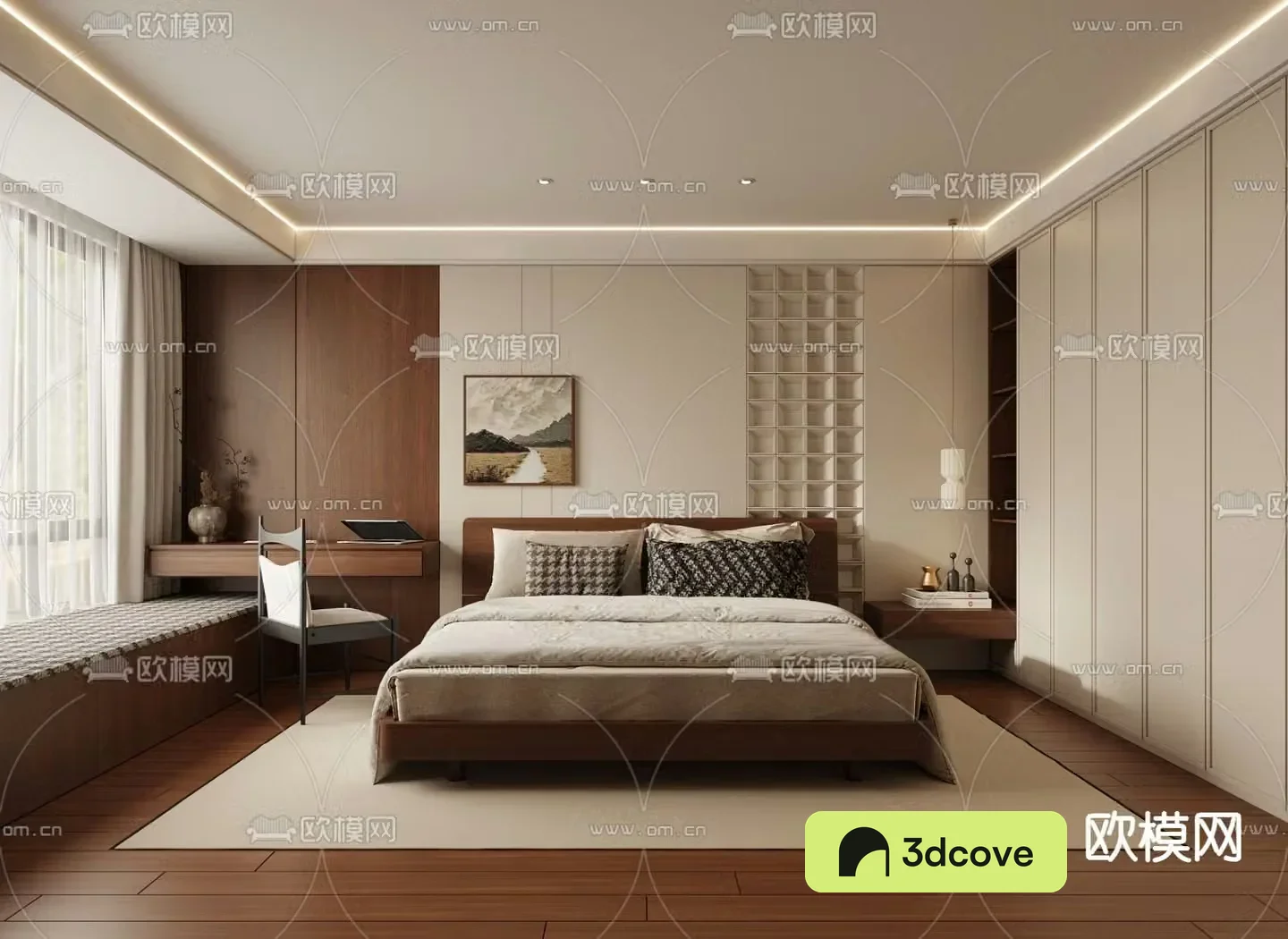 Middle style bedroom master bedroom master room 3d model