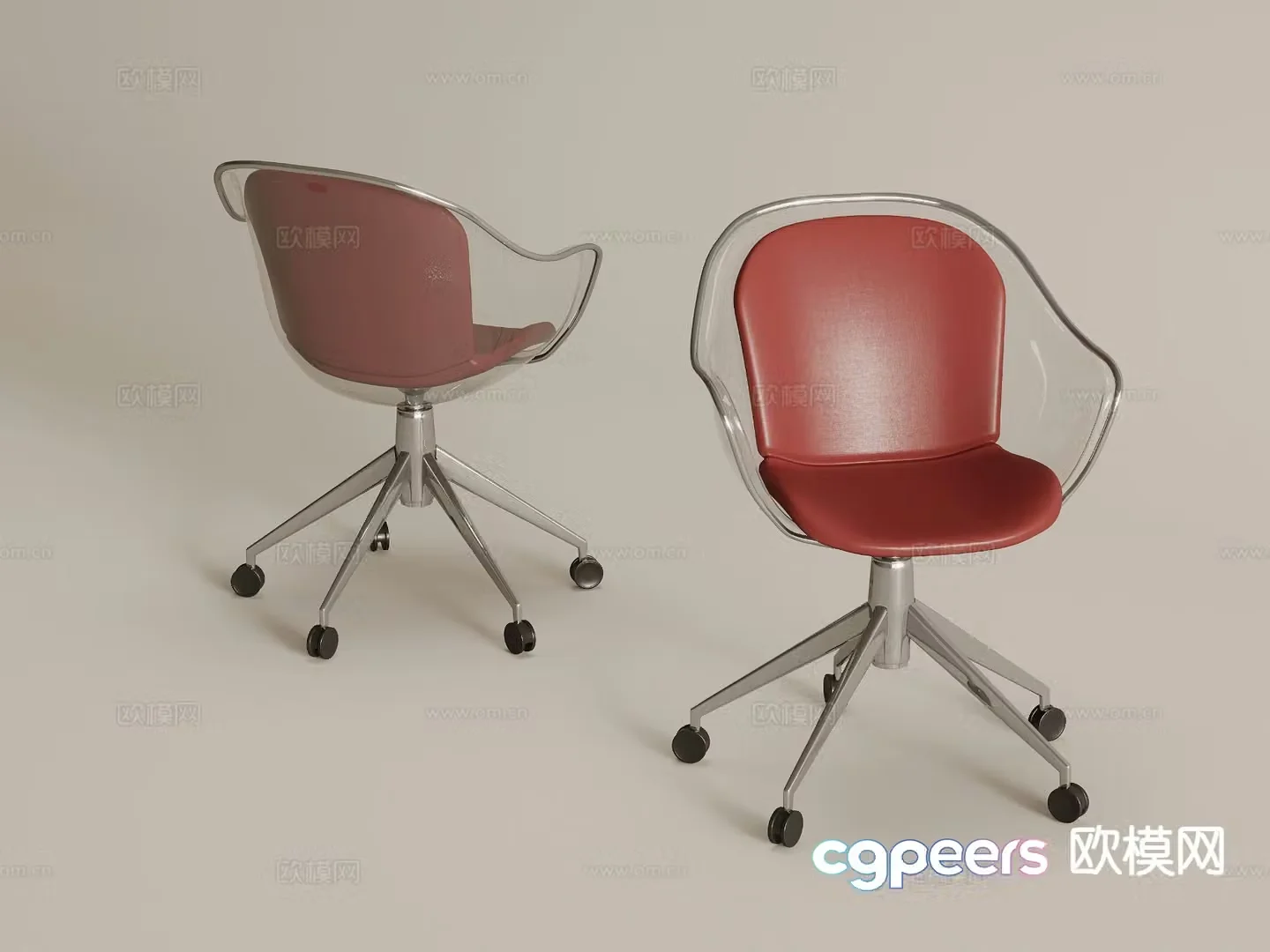 Modern acrylic chair swivel chair writing chair single chair 3d model