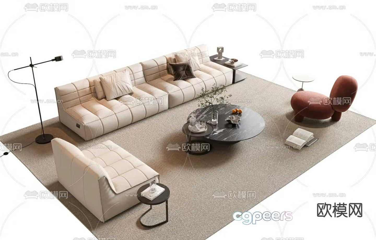 Modern sectional sofa 3d model