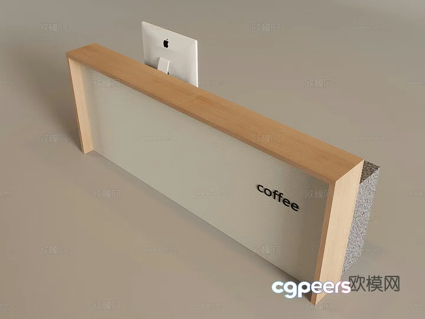 Cafe cashier reception desk Nordic solid wood reception desk Cream wind counter 3D model