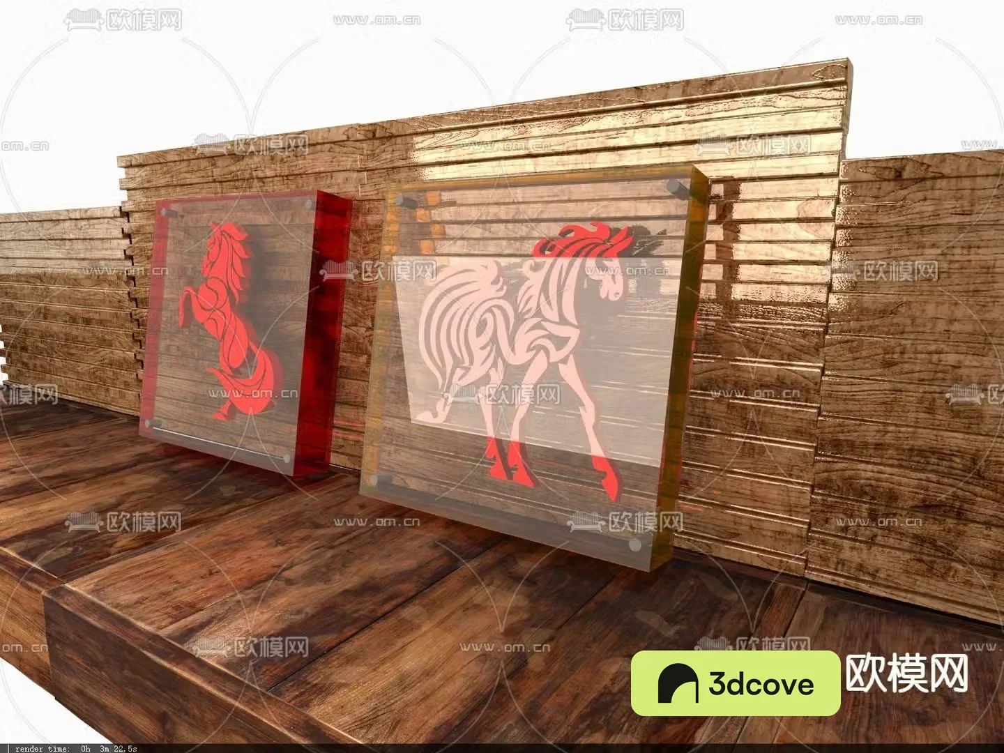 Acrylic three-dimensional drawing horse elements