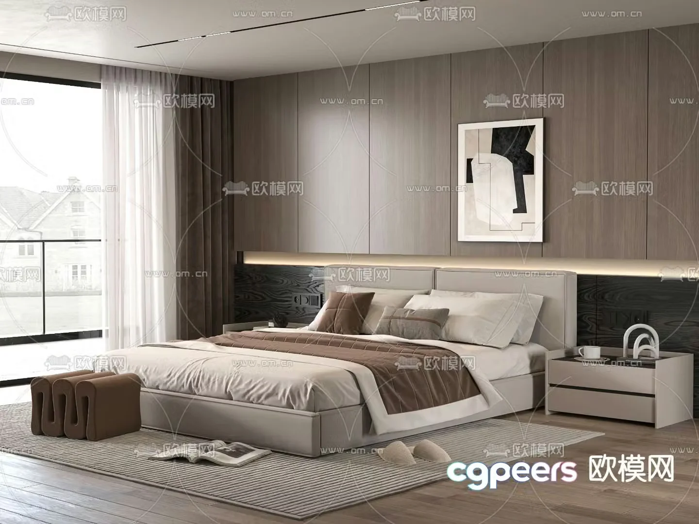 Minotti modern double bed 3d model